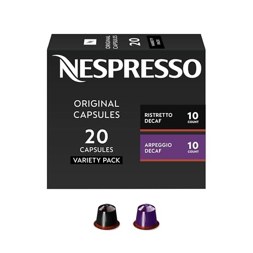Nespresso Decaffeinated Variety Pack (Ristretto Decaf, Arpeggio Decaf), 20 Pods, Nespresso Original Line
