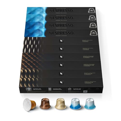 Nespresso Barista Variety Pack (Freddo Delicato, Freddo Intenso, Vaniglia, Cioccolatino, Caramelo), 100 Pods, Nespresso Original Line