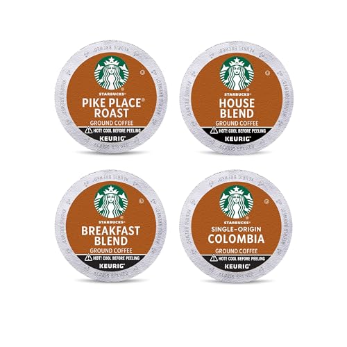 Starbucks Variety Pack (Pike Place Roast, House Blend, Breakfast Blend, Colombia), K-Cup Coffee Pods, 96 K-KUP Pods