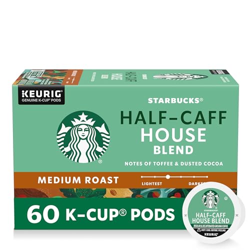 Starbucks Half-Caff House Blend, K-Cup Coffee Pods, 60 K-KUP Pods