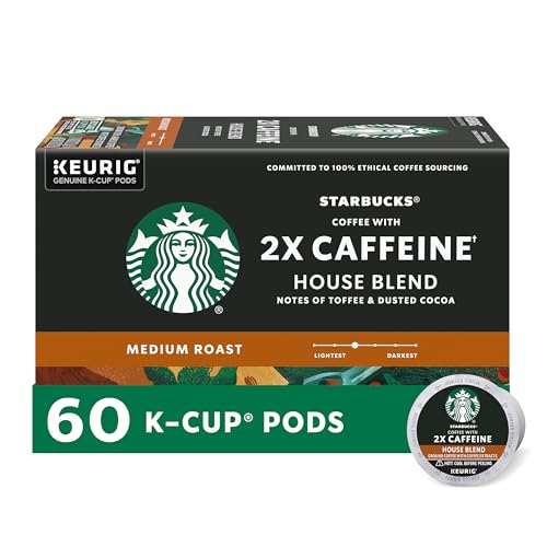 Starbucks 2X Caffeine House Blend, K-Cup Coffee Pods, 60 K-KUP Pods​