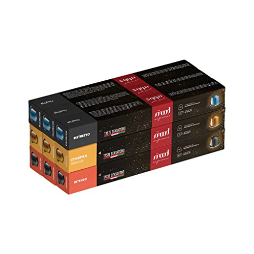 Mood Espresso - Nespresso Compatible Capsules (3 Flavors: Intenso, Ethiopian Sidamo, Ristretto), Pack of 9 (90 Capsules)