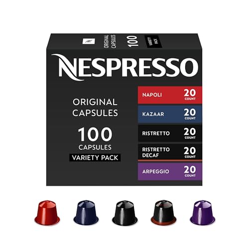 Nespresso Dark Roast Variety Pack (Napoli, Kazaar, Ristretto, Ristretto Decaf, Arpeggio), 100 Pods, Nespresso Original Line