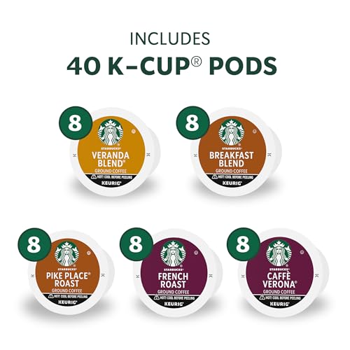 Starbucks Variety Pack (Veranda Blend, Pike Place, Breakfast Blend, French Roast), K-Cup Coffee Pods, 40 K-KUP Pods - Image 2