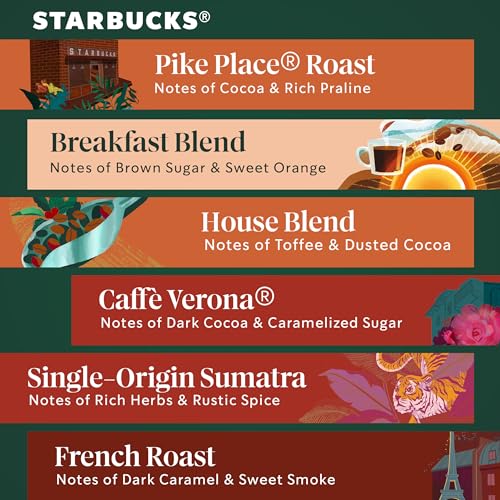Starbucks Variety Pack (Breaksfast Blend, Pike Pace, French Roast, Sumatra), K-Cup Coffee Pods, 60 K-KUP Pods - Image 4