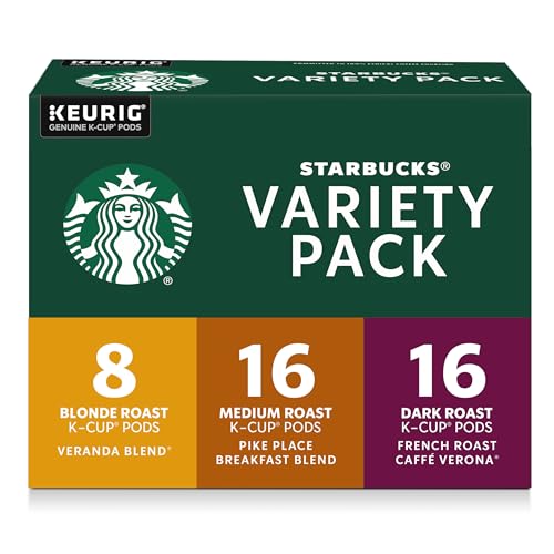 Starbucks Variety Pack (Veranda Blend, Pike Place, Breakfast Blend, French Roast), K-Cup Coffee Pods, 40 K-KUP Pods​