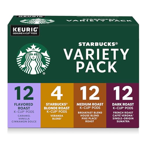 Starbucks K-Cup Coffee Pods, Starbucks Blonde, Medium, Dark Roast and Flavored Hot or Iced Coffee, Variety Pack, 40 K-KUP Pods​